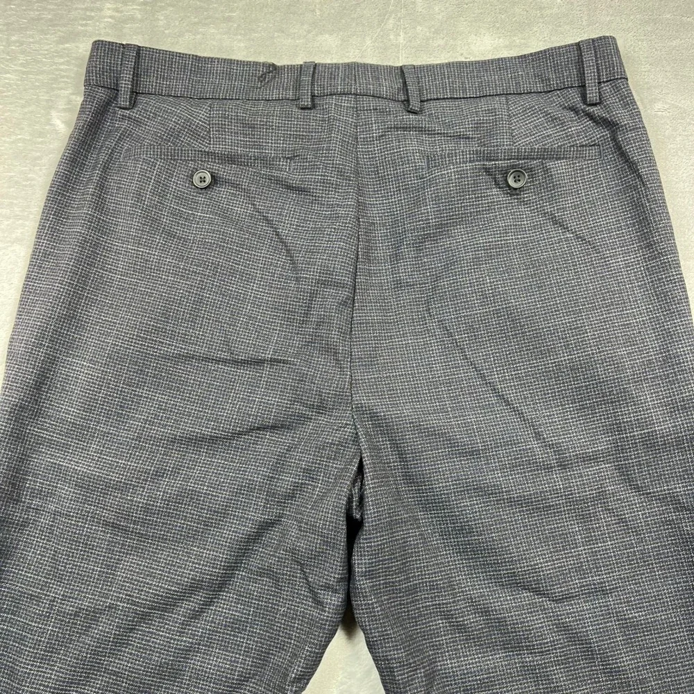 Banana Republic Dress Pants Mens 36x30 Blue Black Slim Fit Micro Check Trousers